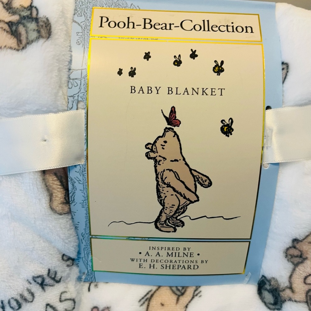 Winnie the Pooh Bear Collection Pooh Baby Blanket Love You're Sweet as Hunny - Picture 2 of 12